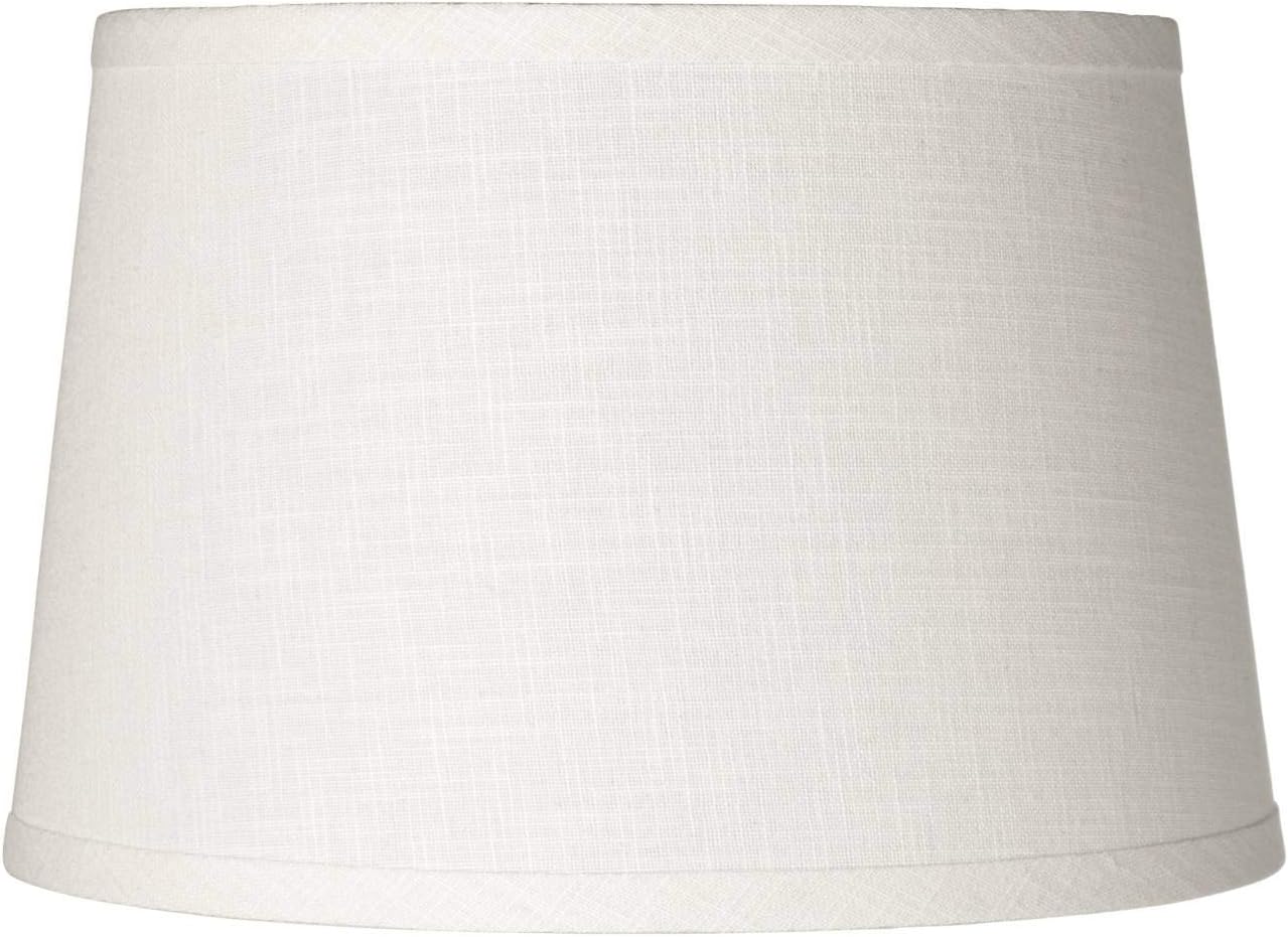 Set of 2 White Linen Drum Lamp Shades with Chrome Finish