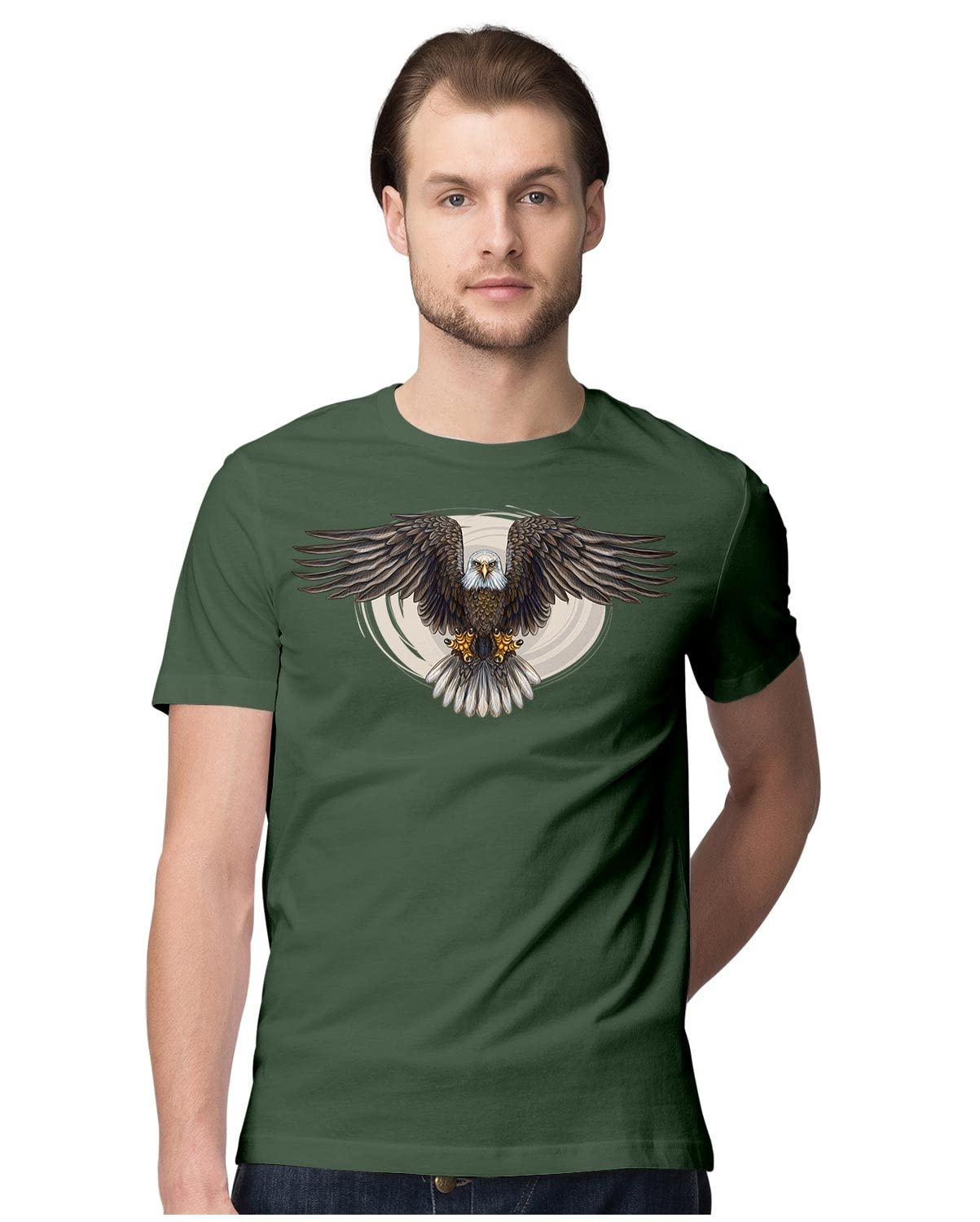 HeybrohMen's Regular Fit T-Shirt American Bald Eagle 100% Cotton T-Shirt