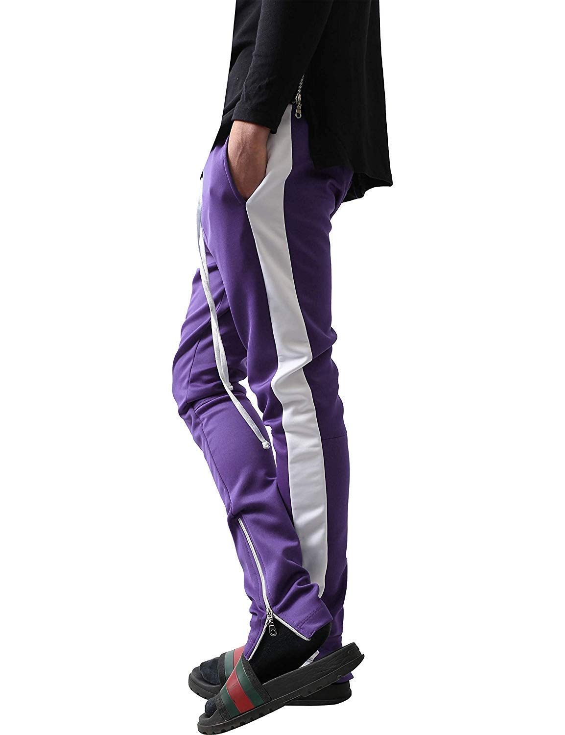 Herren-Trainingshose mit Streifen, Skinny Fit, Stretch, elastisch