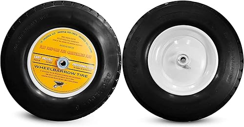 Miniatura 2 de 2 nuevos HORSESHOE Knobby 4.80/4.00-8 Carretilla de contratista libre (6 y 8 pies cúbicos) Ruedas de 16 pulgadas con ajuste de grasa, longitud del