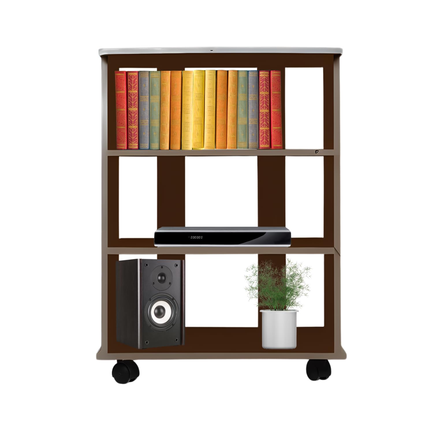 MOHOME Mobile Tv Legno MDF 3 Ripiani Mobiletto Noce Antico Carrello Porta Tutto Pavimento Televisore Console Videogiochi DVD Ruote Trasportabili Robusto Moderno