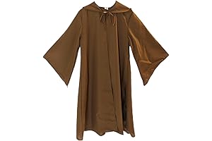 Hooded Kids Wizard Costume | Brown Robe Dress Up | Priest Jedi Cosplay Outfit