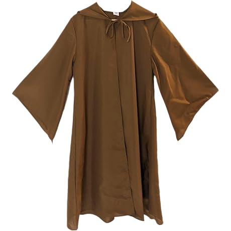 Hooded Kids Wizard Costume | Brown Robe Dress Up | Priest Jedi Cosplay Outfit