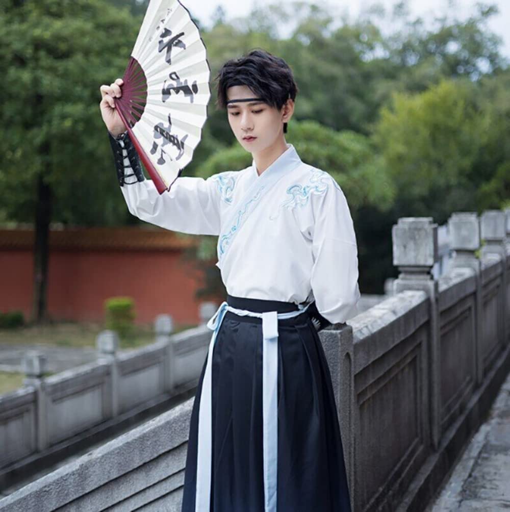 Sukienka Hanfu w stylu rycerskim, chińska sukienka Hanfu mężczyźni chiński starożytny haft Hanfu męski przebranie na karnawał Hanfu strój(4X Large)