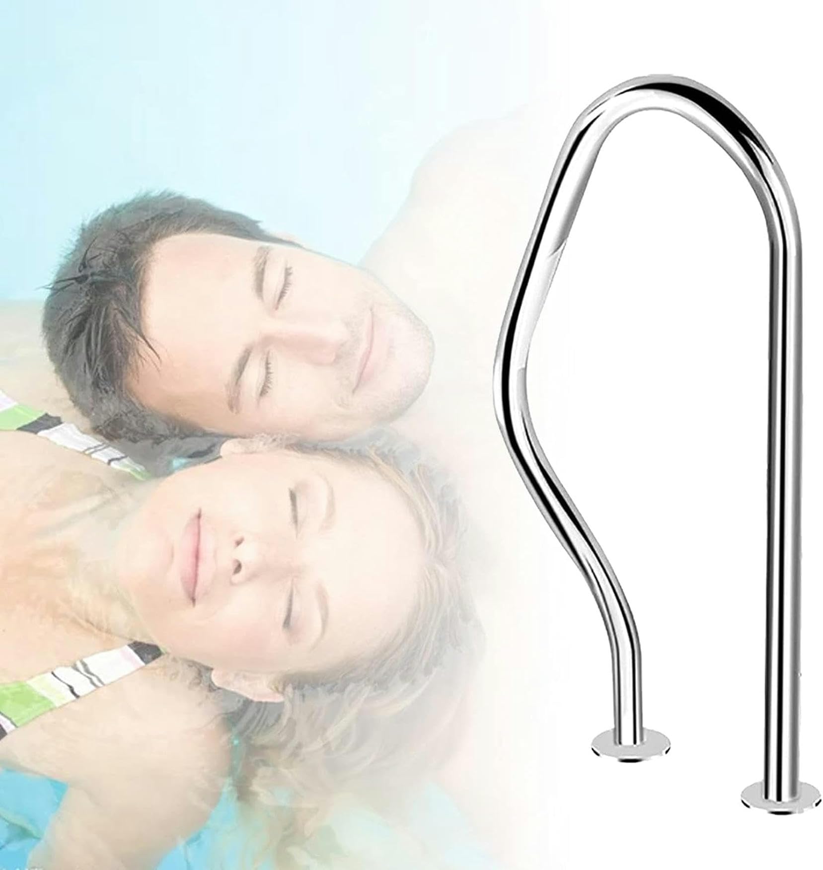 Main courante de piscine facile à installer en inox pour sécuriser l'escalier de jardin
