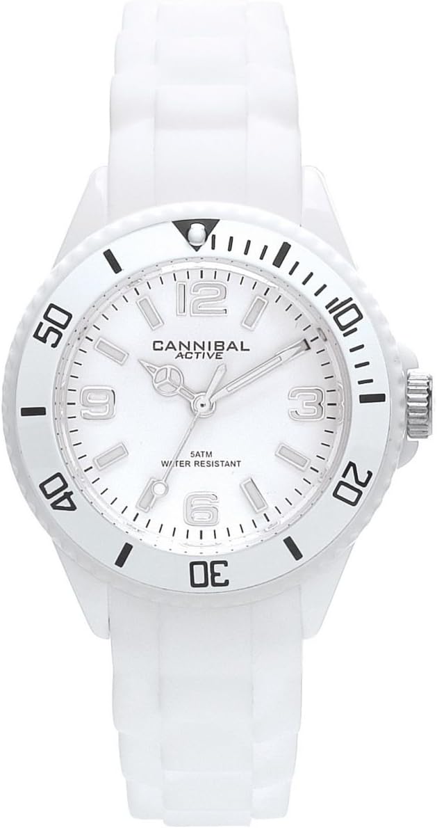 Cannibal Kid's Quartz Watch with White Dial Analogue Display and White Silicone Strap CK215-01