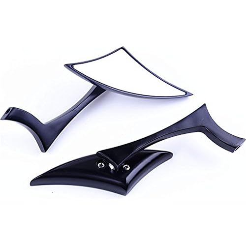 XYZCTEM Modern Stylish Custom Black Side Review Mirrors for Motorcycle, Street Bike, Naked Bike, Cruiser, Chopper(8mm and 10mm adapters)-Pair