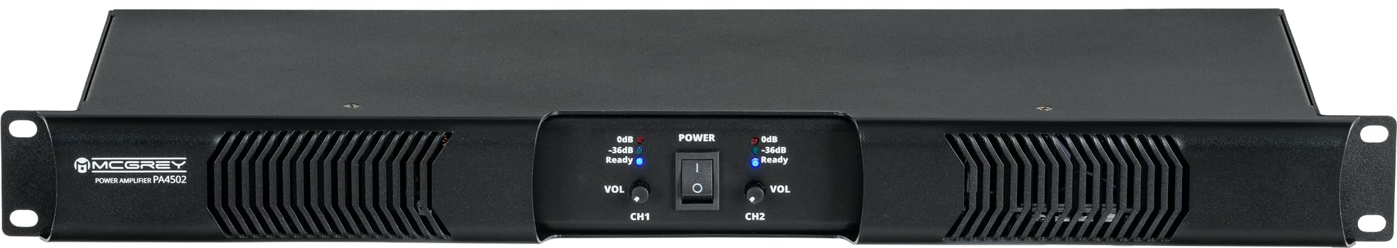 McGrey PA-4502 Amplificatore 1U 2x450W Class-D, 2 canali, XLR/Speakon, protezioni, compatibile rack 19", leggero 2,8 kg — per band, DJ, eventi e installazioni fisse