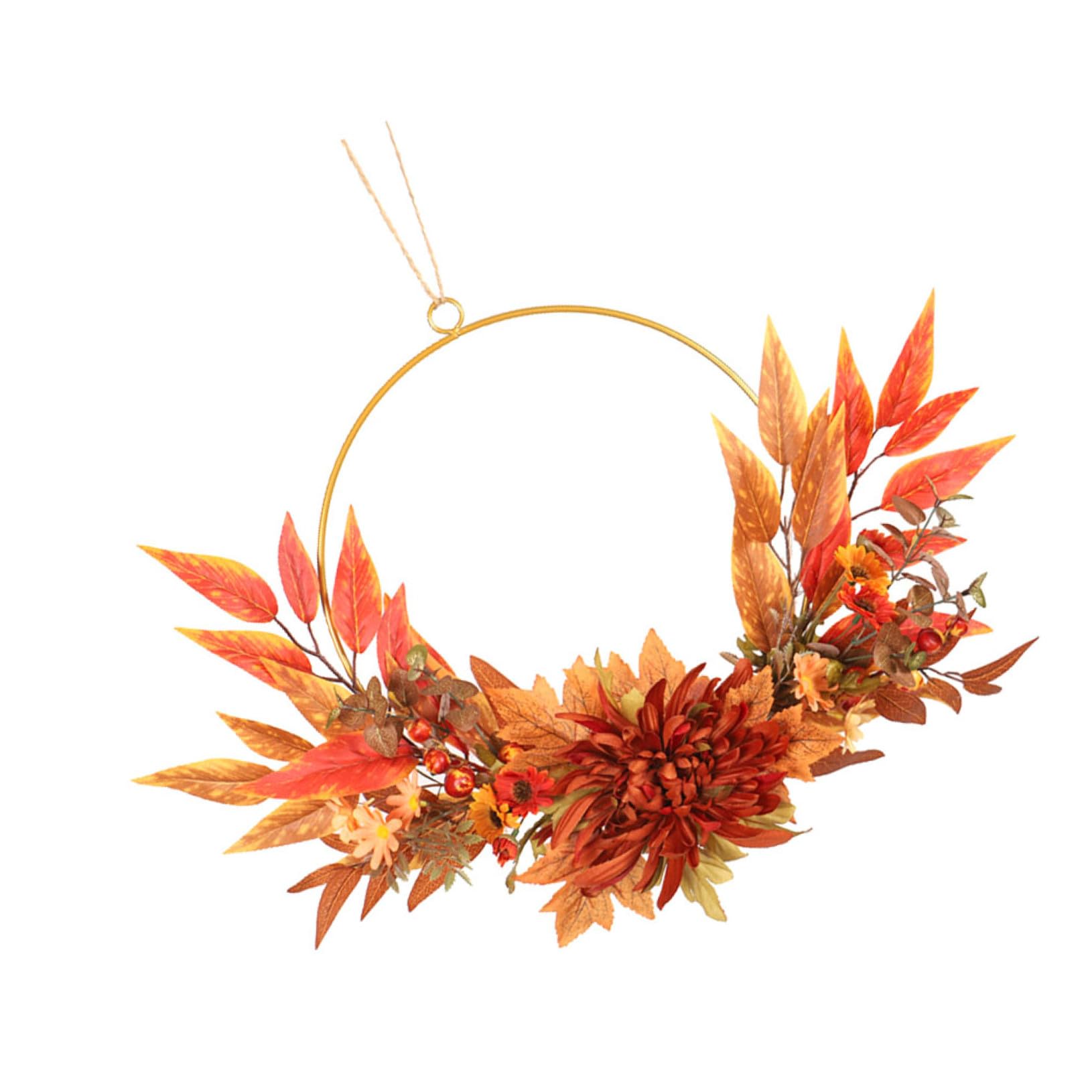 Couronne automne porte entrée haut de gamme, chrysanthème artificiel de qualité supérieure