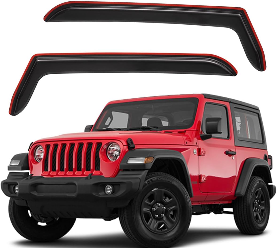 Lightronic Extra Durable Clip-on in-Channel Auto Vent Window Visor, Fits 1997-2006 Jeep Wrangler (TJ) 2-Doors, UV Protection Rain Guard, Original Window Deflector, No-Drill Install, Dark Smoke, 2-Pcs