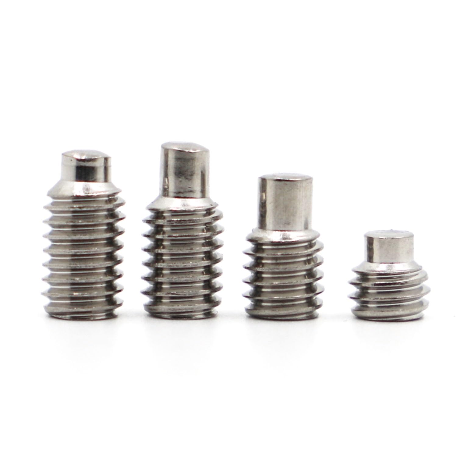 Tornillo autorroscante M3, M4, M5, M6, M8 304, terminal de acero inoxidable, extremo convexo, juego de enchufes hexagonales con punta de perro GB97 DIN915 (25 mm, M4, 20 piezas)
