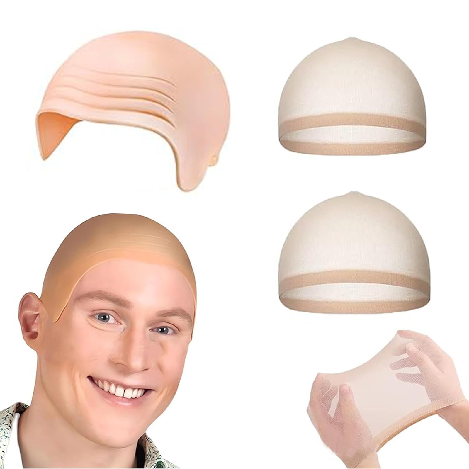 Lange Grijze Haren met Kale Plek Pruik Halloween