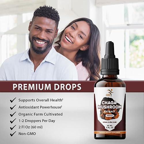 Miniatura 4 de Gotas de hongos Chaga (Inonotus obliquus)  Tintura sin alcohol  Suplemento de hierbas  Vegano  Extracto líquido de 2 onzas líquidas