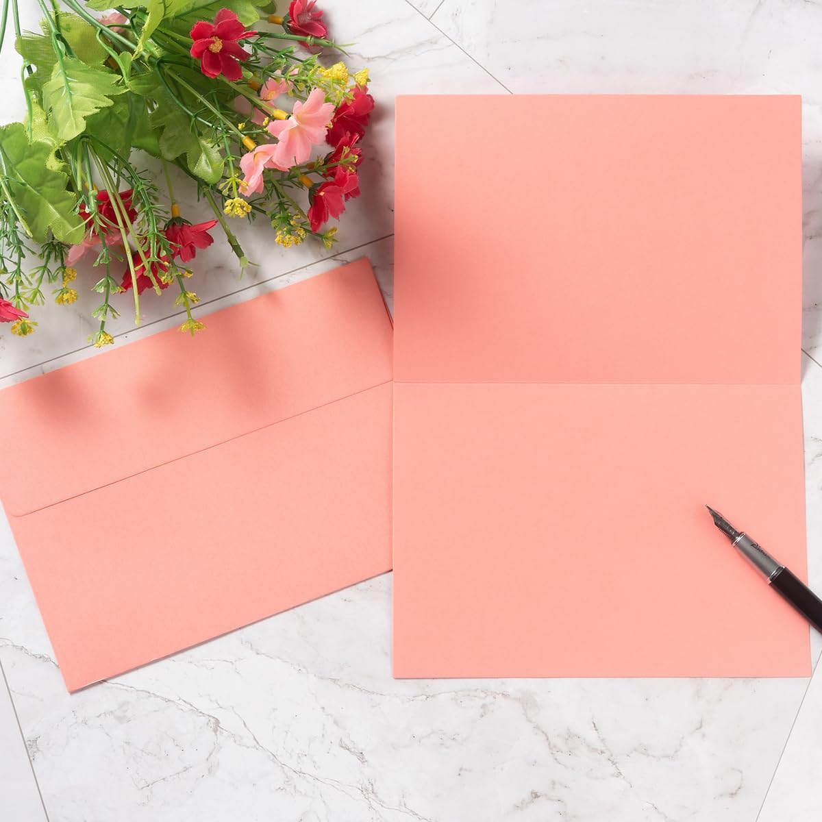 Wishop 50 Pack Pink 5x7 Self-Adhesive Envelopes with Fold Cards 5 Colors for Wedding Invitations and Greeting Cards (Pink 5 Colors, 5x7) - Image 5
