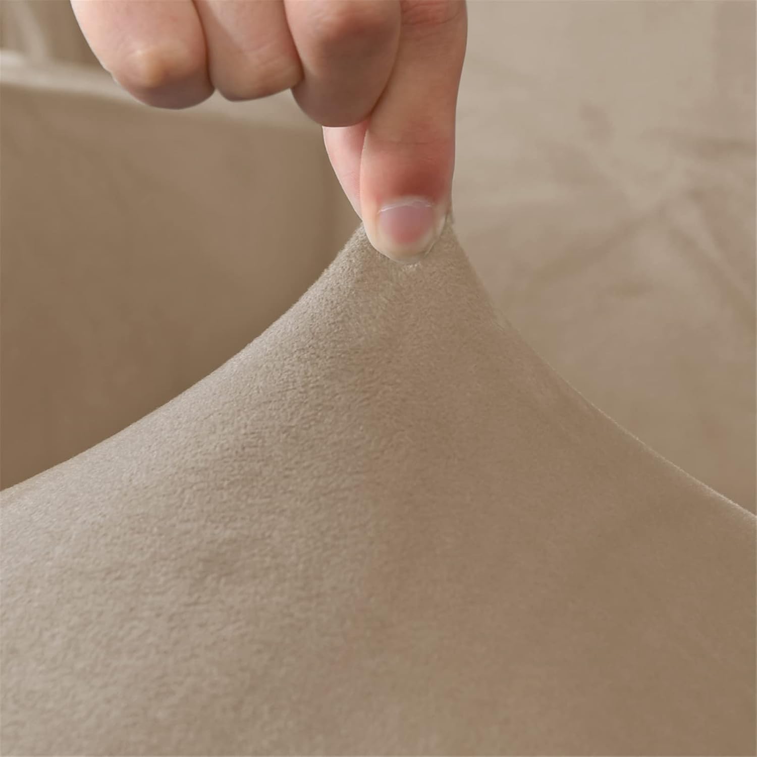 Sofa Cover Washable 5-Piece Stretch Velvet Set Elastic Loveseat Slipcover for 2 Seater Couch with Separate Backrests Cushion Covers - Sand Color Soft