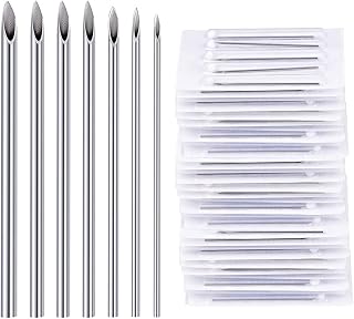Professional Body Piercing Needles, 28 Pcs Multiple Size Steel Piercing Needles for Body Art, Body, Nose, Lip, Navel (20G/18G/16G/15G/14G/13G/12G)