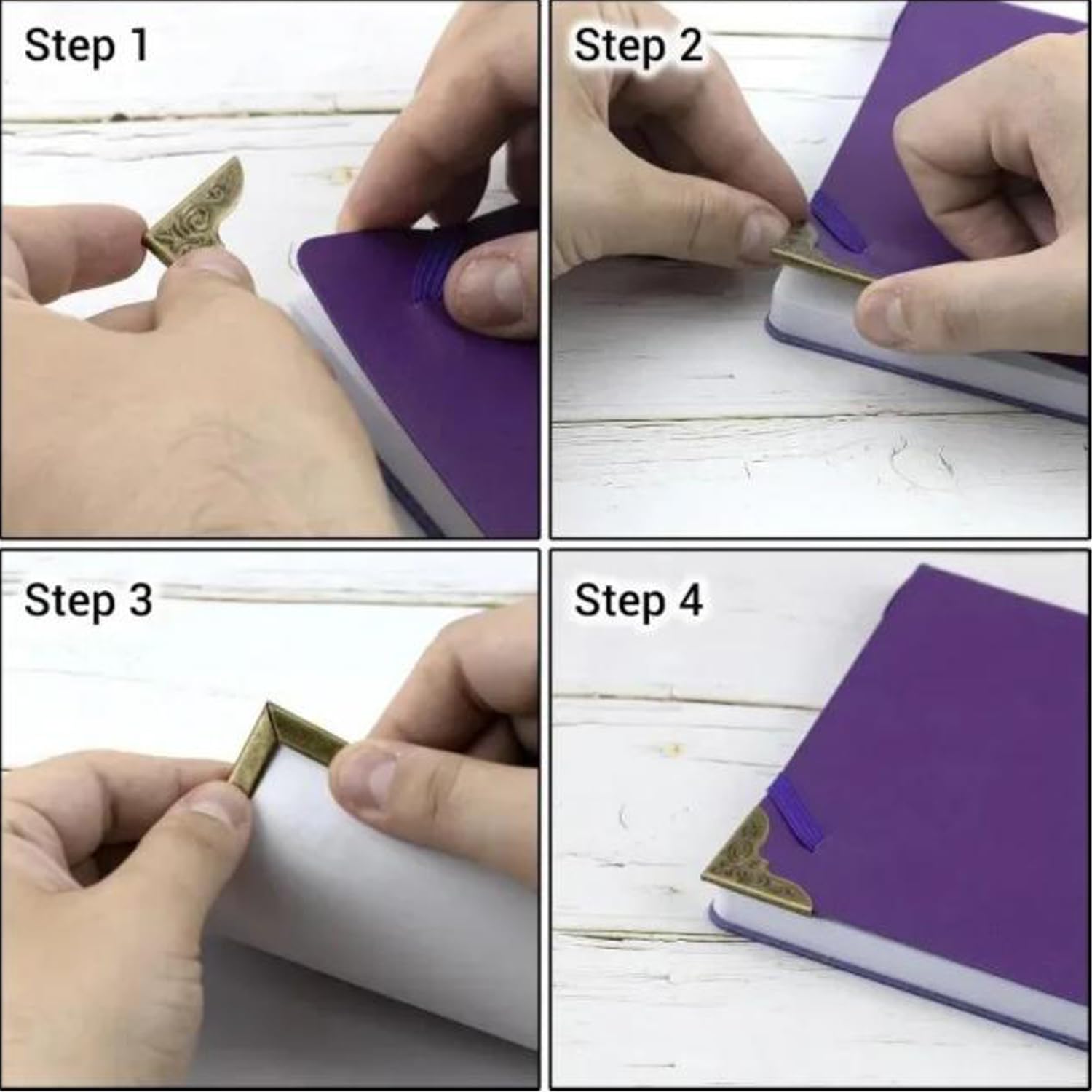 50Pcs Scrapbooking Albums Corner Protectors, Menu Metal Books Corner Protectors Crafts Decoration, 14x20mm (Bronze Color) — view 7