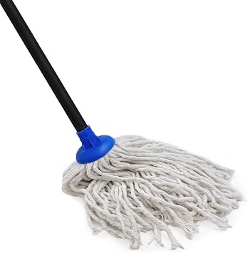 Indoor Mop for Floor Cleaning - Cotton Mops for Floor Cleaning, Regular Mop for Floors, 49-inch Simple Mops for Cleaning Living Rooms, Bathrooms, and Kitchens. Dark Blue
