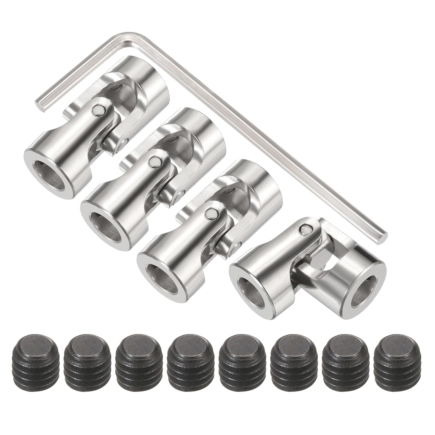 MECCANIXITY 5Pcs 3.17mm to 3.17mm ID Steering Universal Joint Shaft Coupling,L23XD9 Metal 45°Rotatable Joints Coupler with Screws Wrench Set for Model Car Ship Drive Shaft Motor Connection