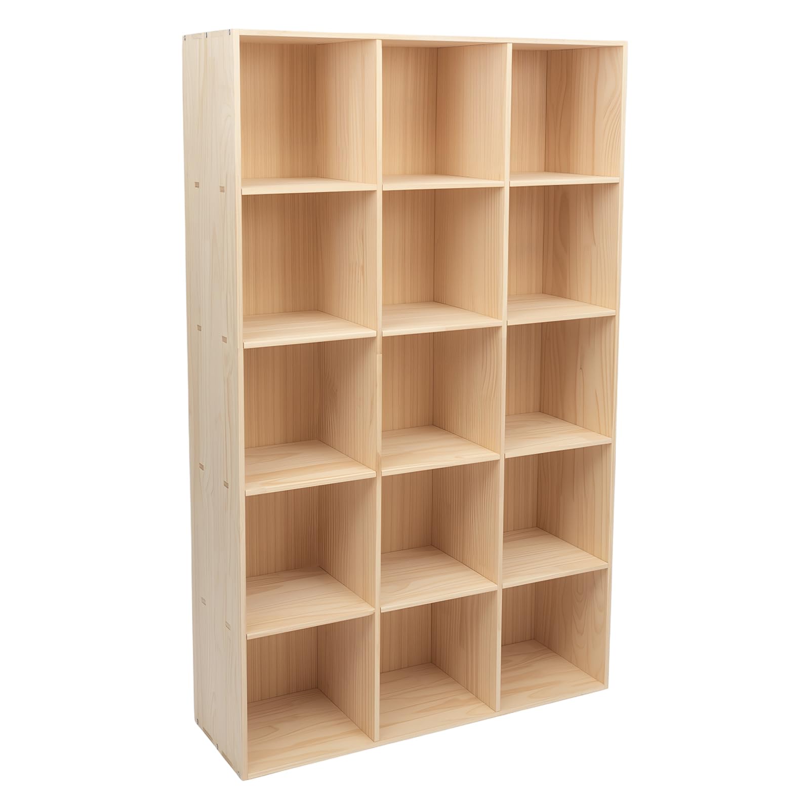 Bücherschrank aus Holz, Würfelregal aus Massivholz, Bücherregal, Büroregal, Standregal, Raumteiler, für Wohnzimmer, Schlafzimmer, Büro, Kinderzimmer, 150 x 30 x 90cm (15 Fächern)
