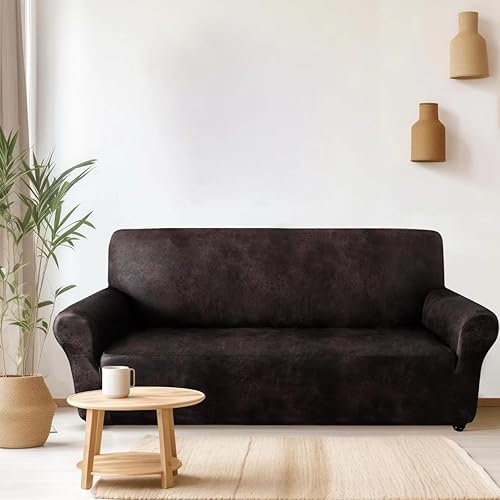 Miniatura 2 de Funda de sofá de gran tamaño para sofás de cuero, fundas elásticas para sofá con textura similar al cuero, lavable, antideslizante, funda para sofá