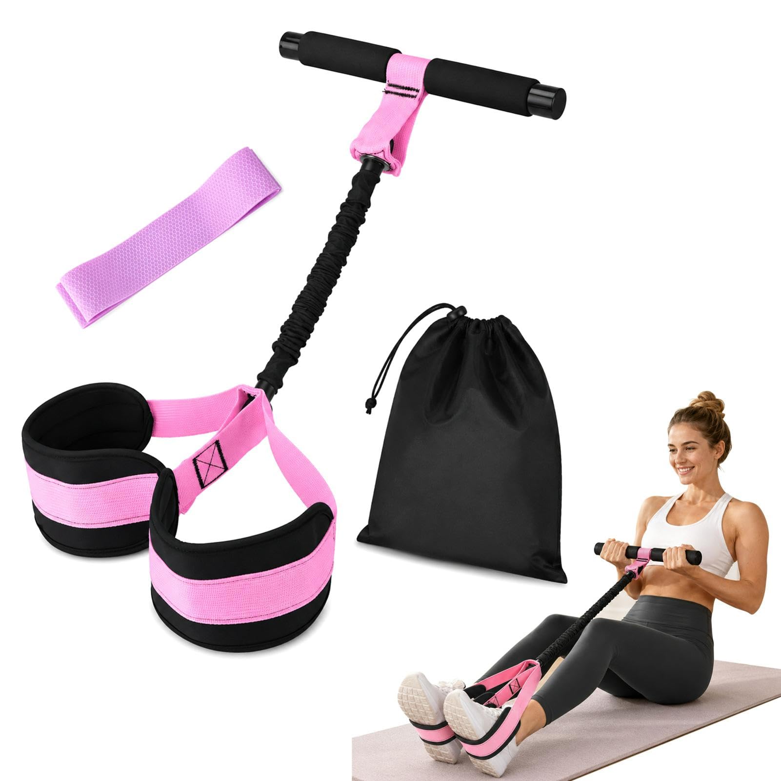 Pedal Resistance Band with Handles, Multifunction Foot Pedal Resistance Bands for Abdomen,Waist,Arm, Core,Leg, Exercise Bands for Full Body Workout Fitness, Home Gym Equipment, Pilates