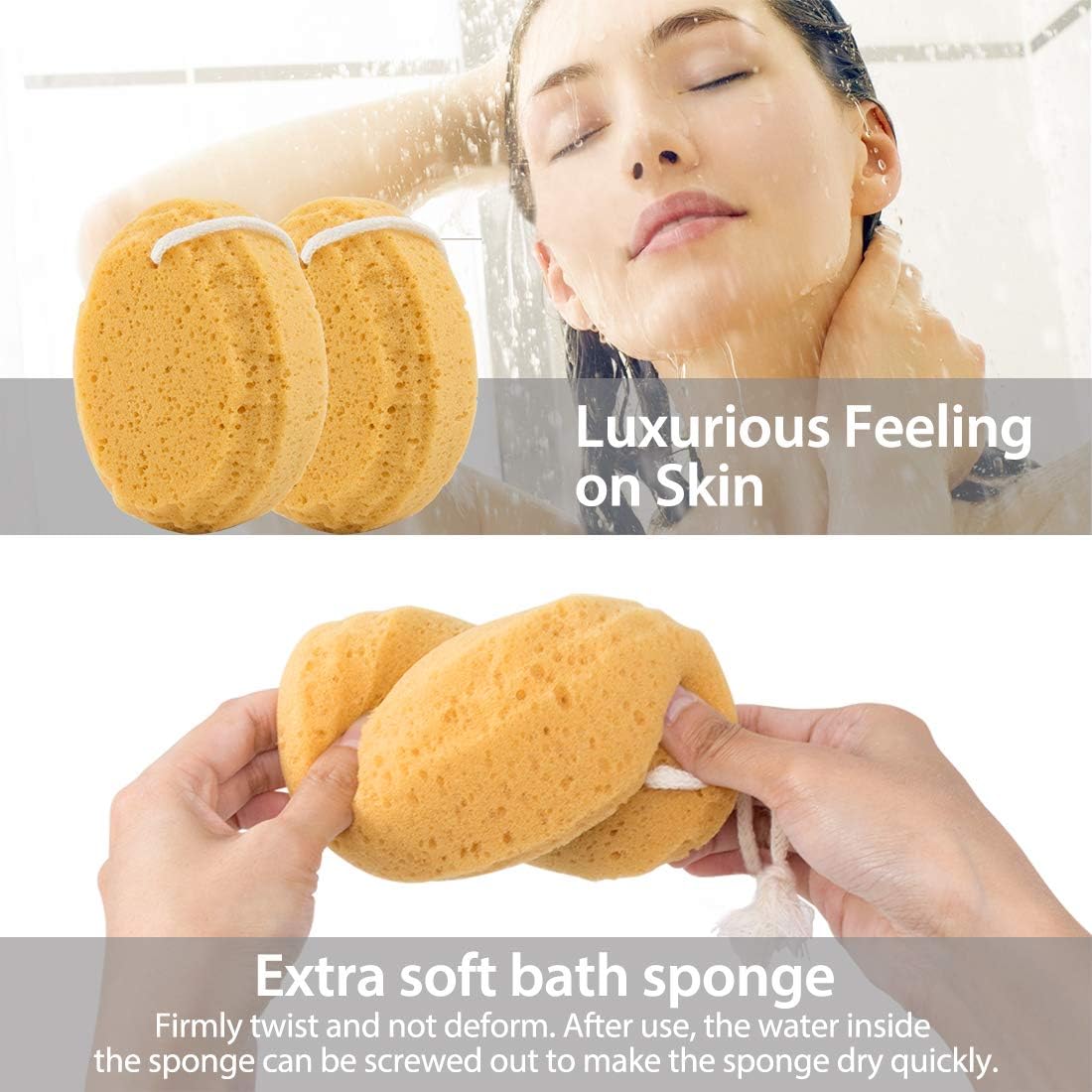 BAIMEI Bath Sponge, Shower Sponge Loofah, Exfoliating Loofahs Pouf Cleaning Body Luffa Sponge (2pcs): Health & Personal Care