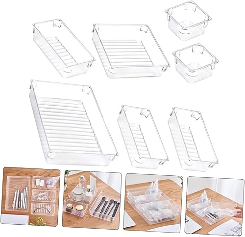 Miniatura 3 de Caja organizadora de maquillaje de escritorio de 7 piezas para cajones poco profundos de almacenamiento de cosméticos caja de almacenamiento de