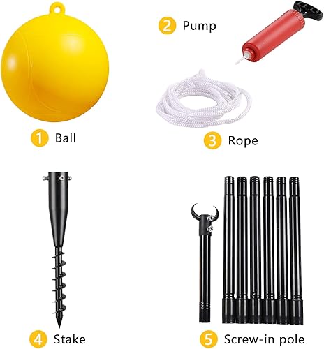 Miniatura 7 de Tetherball Set with Base - Heavy Duty Tetherball Set Ball and Rope and Pole 9.3FT - Portable Tether Ball Set for Kids Dogs Backyard