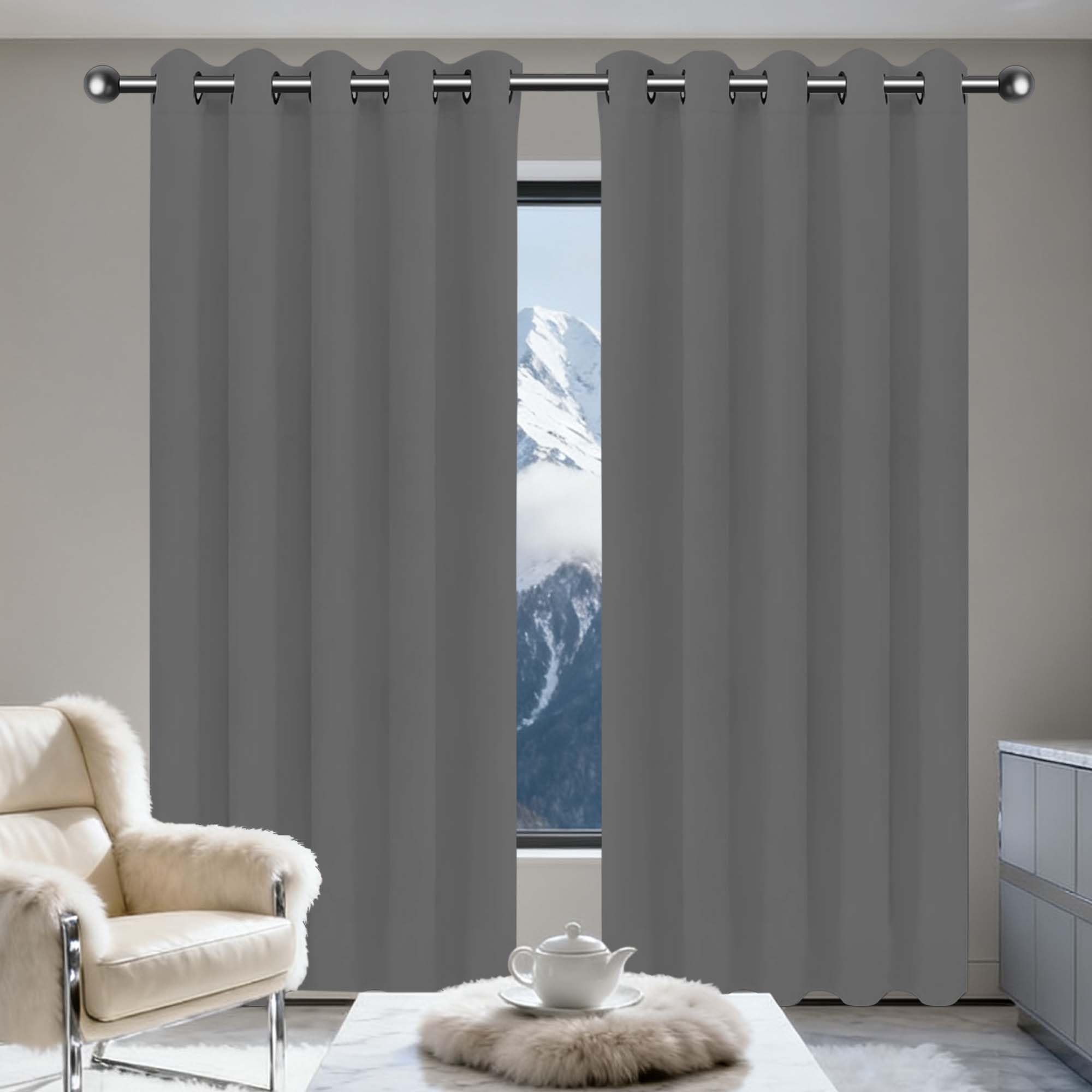 Rideau occultant 165 x 220 rideau thermique isolant anti chaleur gris