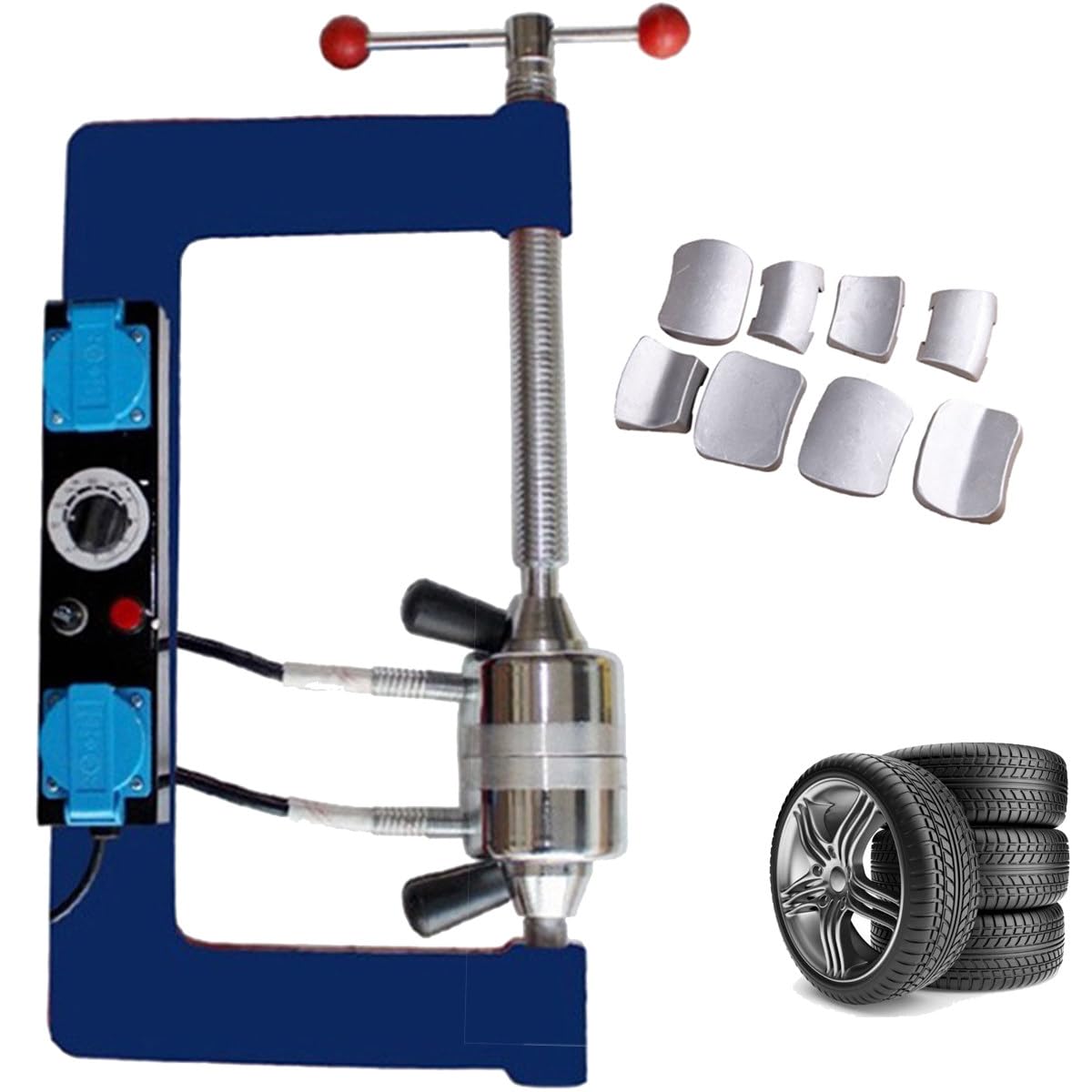 Auto Tire Vulcanizer Tyre Vulcanizer Macchina di riparazione del riscaldamento degli pneumatici Rotante C-Frame Riparazioni Tap Shoulder Sidewall Tire Spreader Repair Tool Kit,Blue