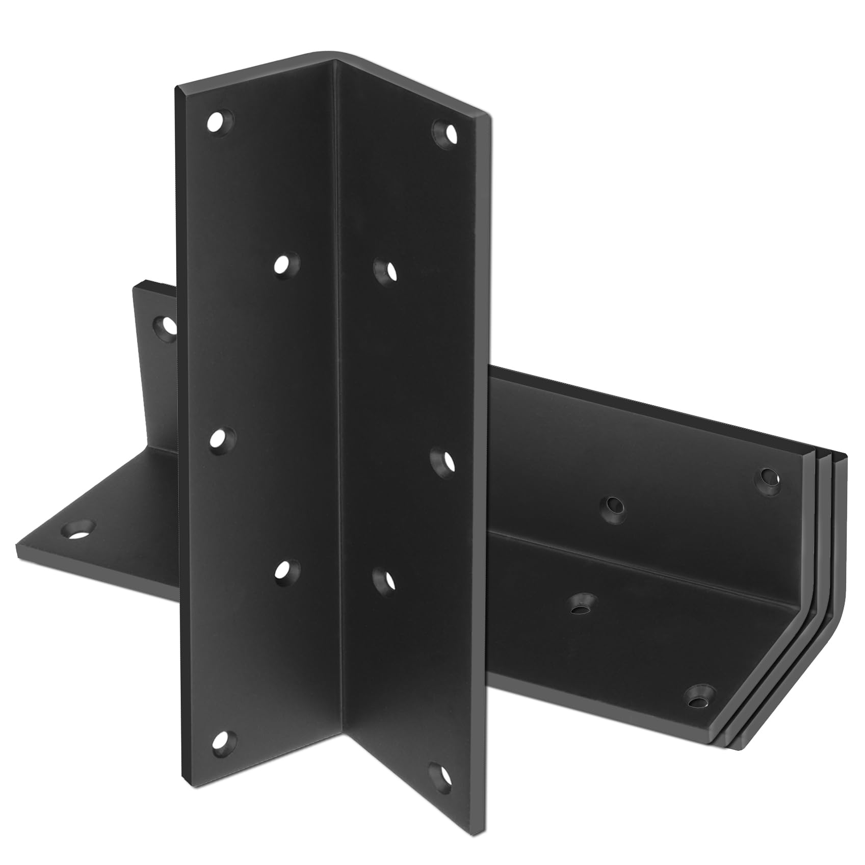 4 staffe angolari a L in acciaio da 7 7/8 "x 2" giunto metallico, spessore 2,9 mm, carico massimo 117,9 kg, gancio angolare per ripiani in legno, mobili, mobili (nero), viti non incluse