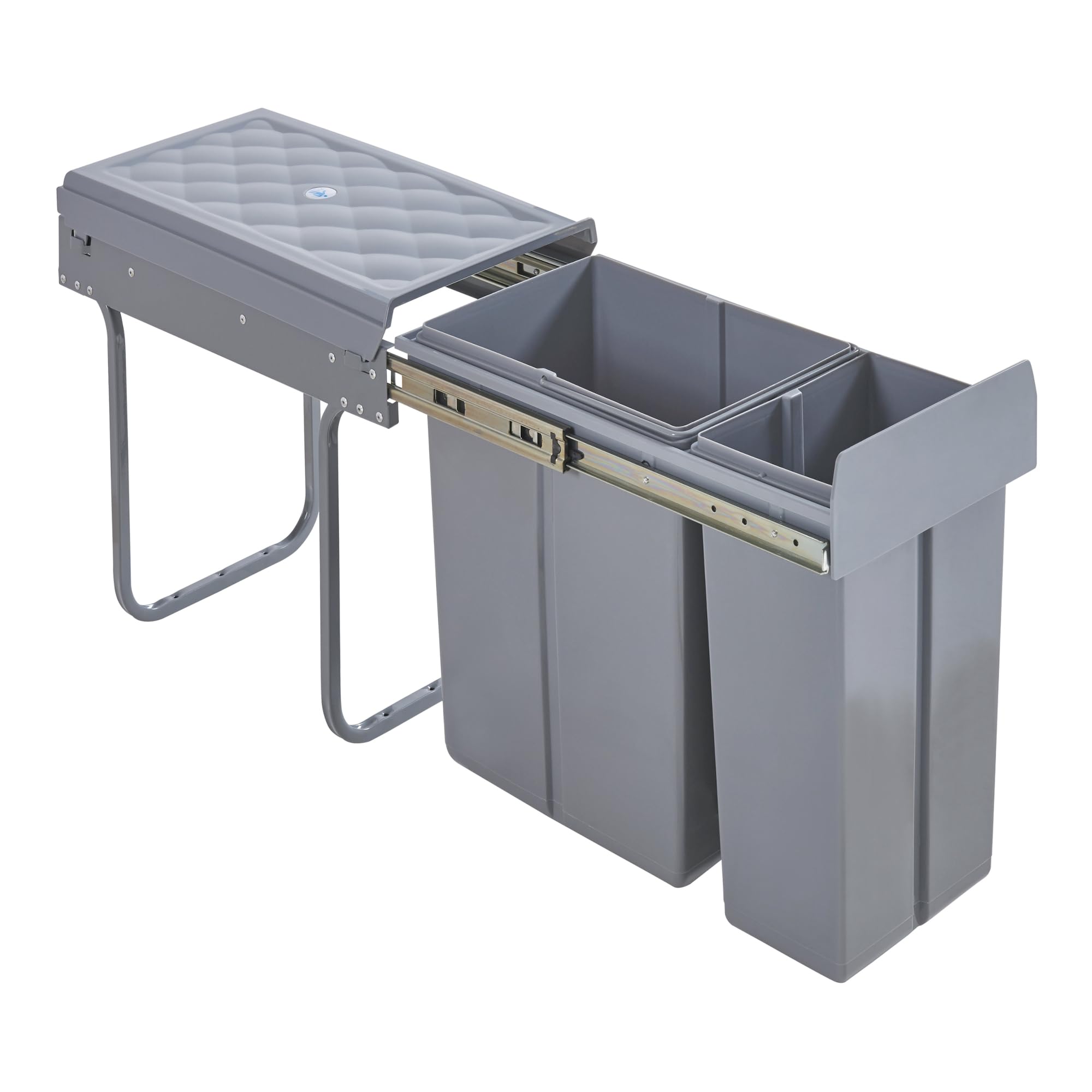 [en.casa] Pattumiera Estraibile con 2 Secchi Raccolta Differenziata con Sistema di Estrazione Scorrevole Bidoni Sotto Lavello 1 x 20 L + 1 x 10 L - 48 x 26 x 42 cm Grigio