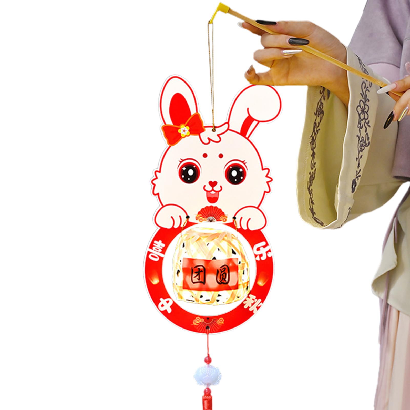 Carotoe Happy Mid 8 Set Rabbits Lamps For Festival Traditional Chinese Scaldfish Light Decoration Holiday Decorating Supplies Cultural Party Supplies