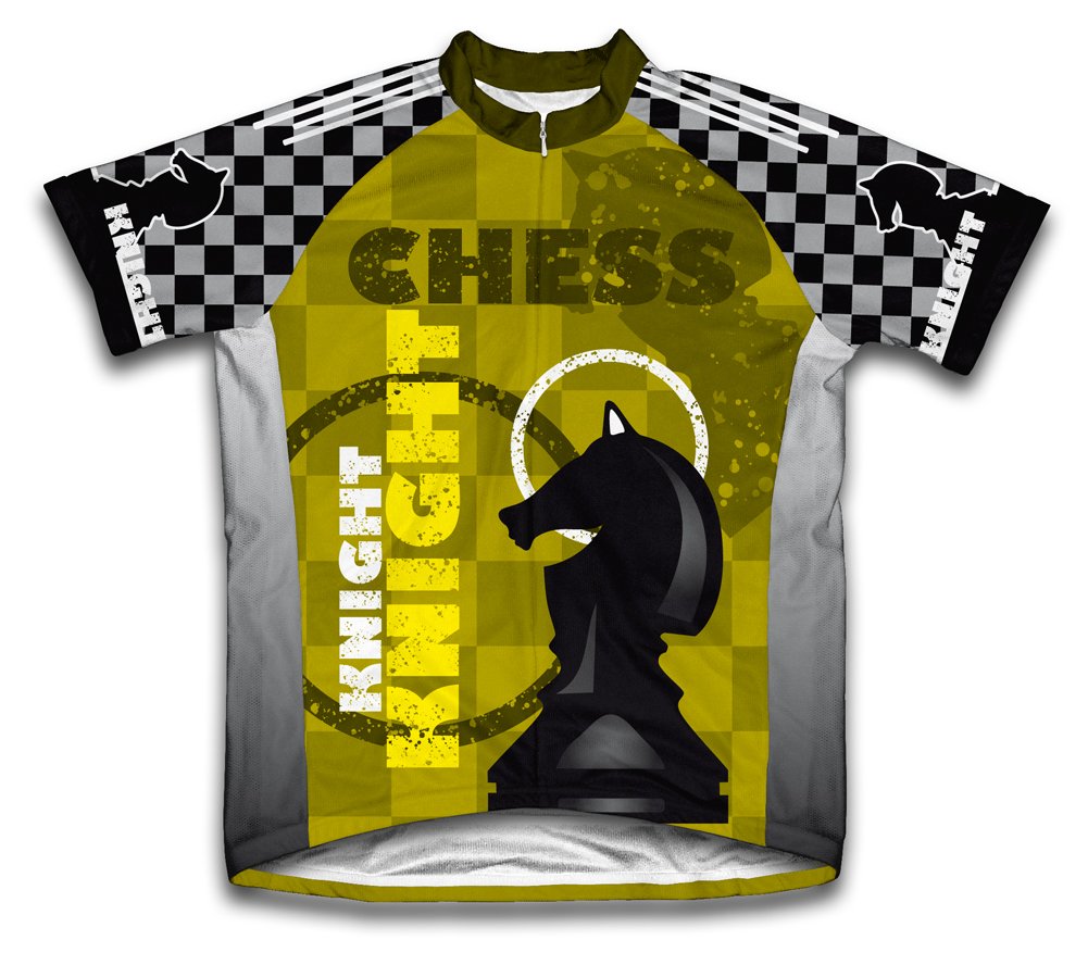 ScudoPro Chess Knight Short Sleeve Cycling Jersey for Youth - Size M Black