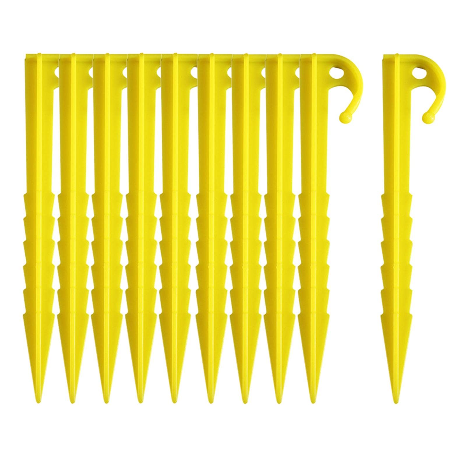 10x Tent Stakes Tarp Pegs Ground Nails Reusable for Camping Canopy Yellow