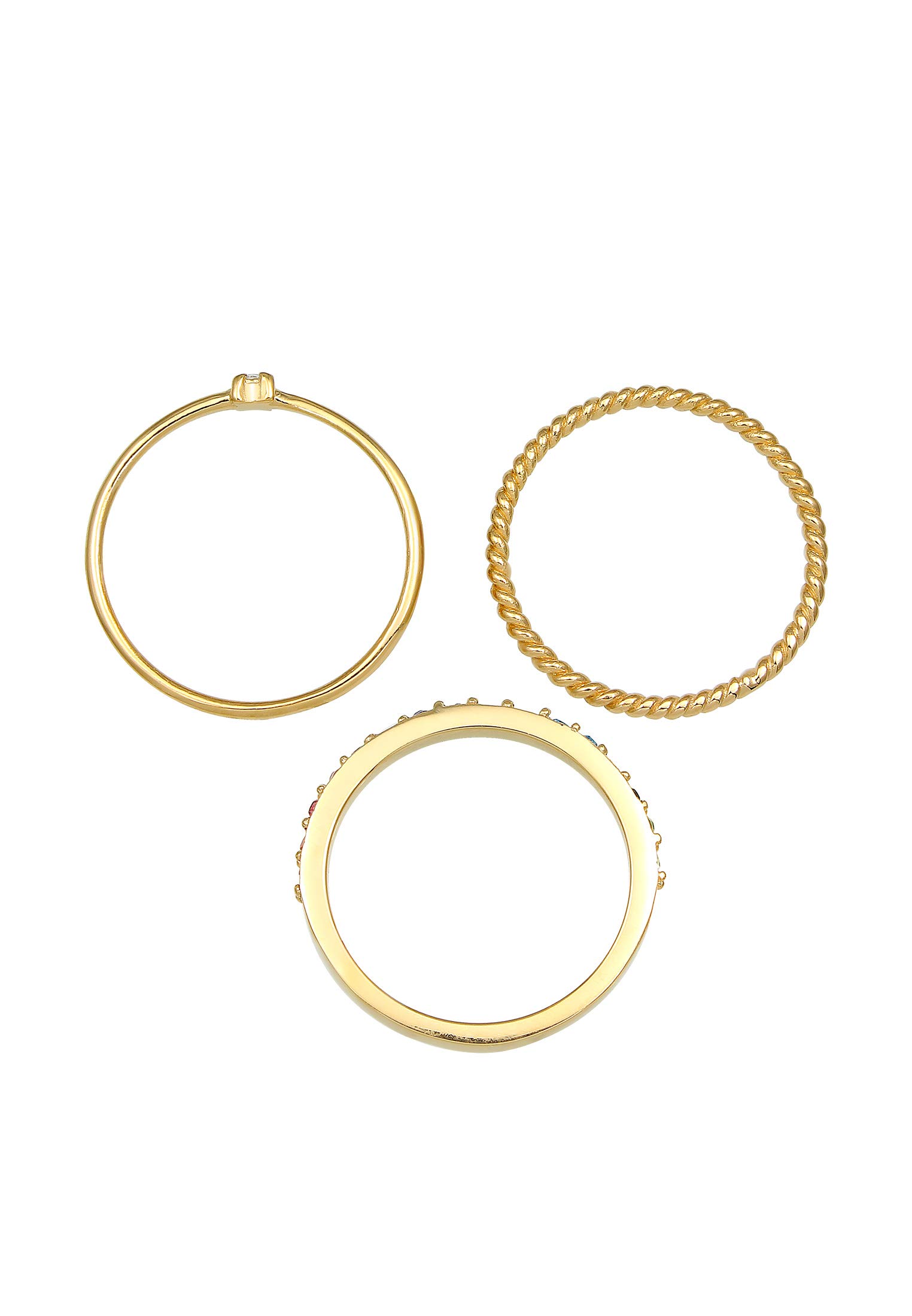 Elli Ring Damen Set Multi-Color Funkelnd mit Kristallen Bunt 925 Silber