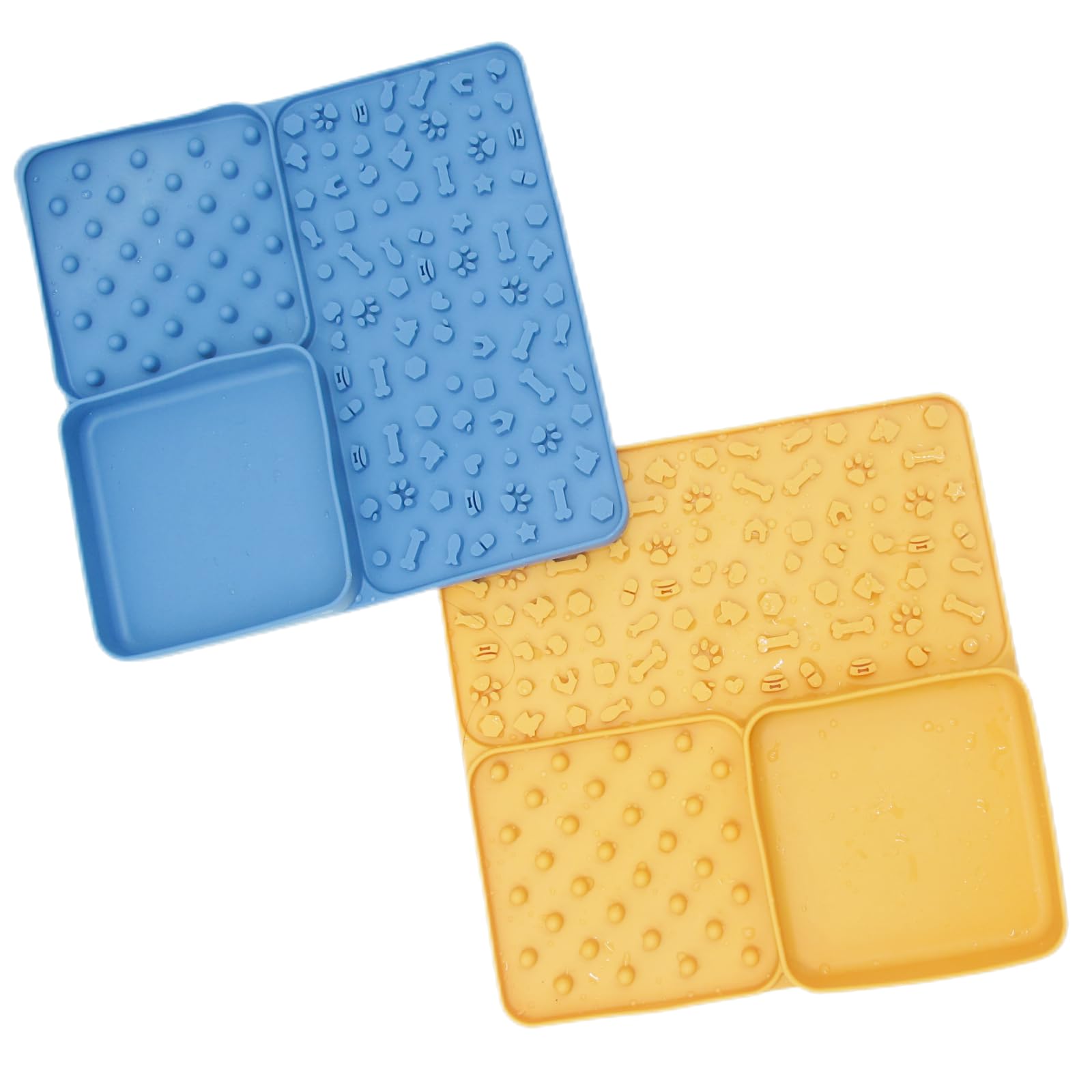 Dog and Cat Feeder Mat Slow Feeding Mat for Pets 2 Pack with Cleaning Brushes