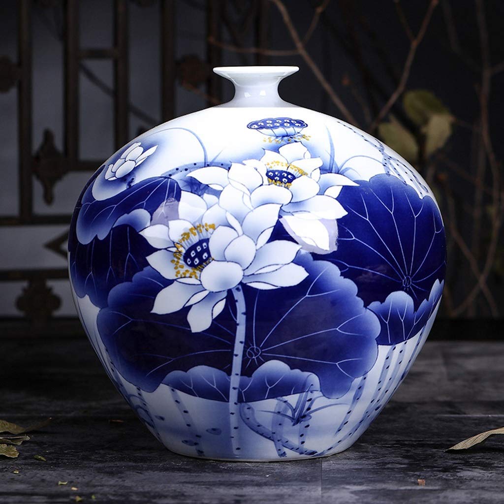 青白い手描きの陶磁器花瓶 景徳鎮古青と白磁器小古青と白 瓶のアンティークの陶器の花瓶の