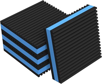 Anti Vibration Pad with Ribbed Rubber, 4" x 4" x 7/8" Blue EVA Center Isolation Pads Mats for Heavy Duty Equipment, HVAC, Compressors, Air Conditioner Units, Washer and Dryer