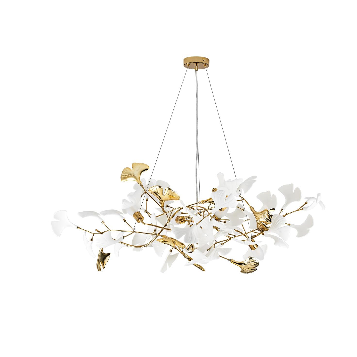 KXEcoLife Tree Branch Chandelier Ginkgo Leaf Chandeliers Modern Art Deco Pendant Lights Fixtures for Dining Room Living Kitchen Island,Rectangular L100cm