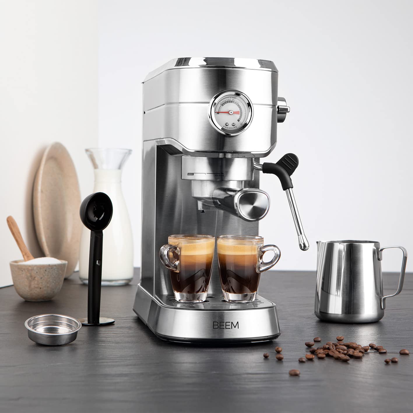 BEEM ESPRESSO-ULTIMATE máquina de espresso con portafiltro - 20 bar | para espresso, cappuccino & co. | con sistema de calefacción thermoblock y sistema de temperatura PCB | depósito de agua de 1 l