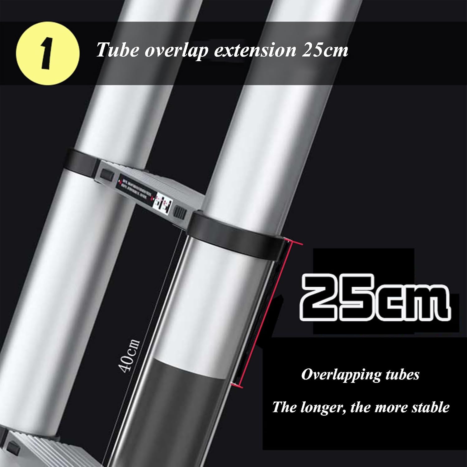 Aluminum Telescoping Ladder, Lightweight Multi-Purpose Collapsible Extension with Removable Hooks and Anti Slip Cushions, Ideal for Home, RV, and Outdoor Work