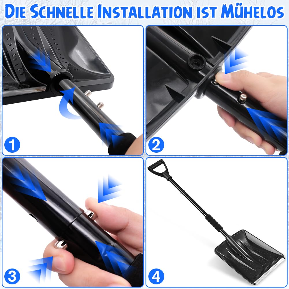Schneeschaufel Ergonomisches Design Abnehmbares 4-in-1-Design kann in Zwei Verschiedene Längen geformt Werden Geeignet für Schnee-, Garten- und Campinganlässe
