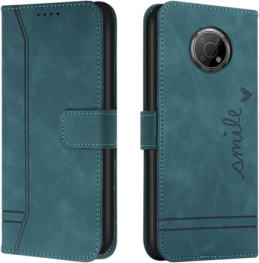 IMEIKONST Compatible with Nokia G300 Case, Premium Soft Leather TPU Retro Flip Wallet with 3 Card Holder Magnetic Closure Shockproof Protective Cover for Nokia G300. Green HXA