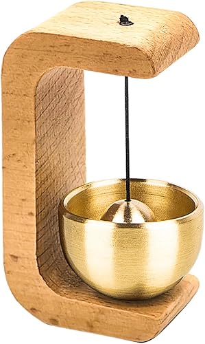 Campana decorativa dorada para apertura de puerta, timbre magnético de madera con campana de latón, campanilla colgante de entrada ideal para pared,