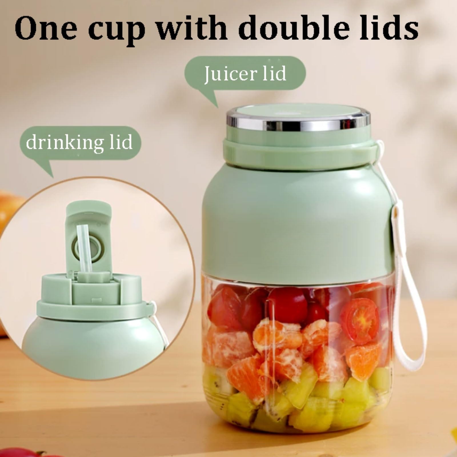 Potężny plastikowy przenośny blender potężne małe blendery USB-C do ładowania do kuchni biura podróży siłowni 1300 ml kompaktowy (jasnoczerwony)