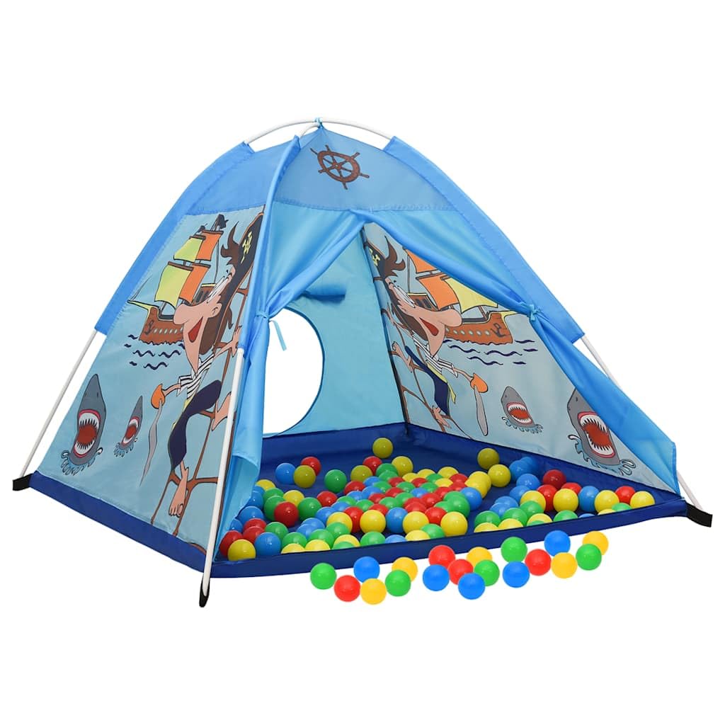 Spielzelt für Kinder Blau 120x120x90 cm faltbar Kinderzelt mit Piratenmotiv für Indoor und Outdoor, stabiles Polyester, ideal zum Spielen Krabbeln Verstecken im Garten, Kinderzimmer, Park