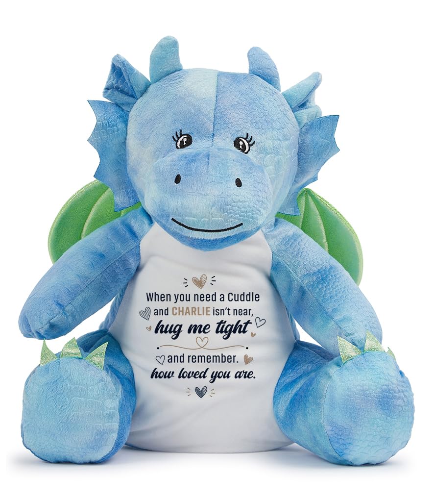 Personalised When You Need a Cuddle Hug Gift, Custom Name Keepsake Gift for Loved Ones, Long-Distance Relationship Birthday Plush Toy | Soft Toys Teddy., Dragon