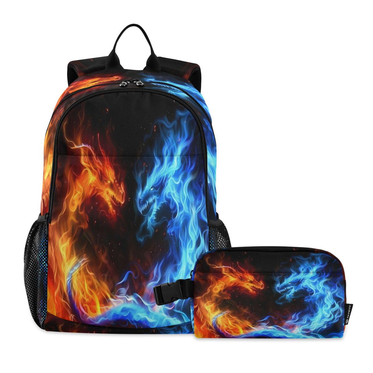 Sac à dos dragon de feu Mnsruu ergonomique pour soulager le dos des élèves